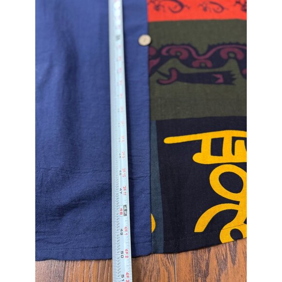 NEW Handmade M/L Blue Boho Chic Maxi Dress Button Detai Patterned Panel Cotton - Picture 10 of 11